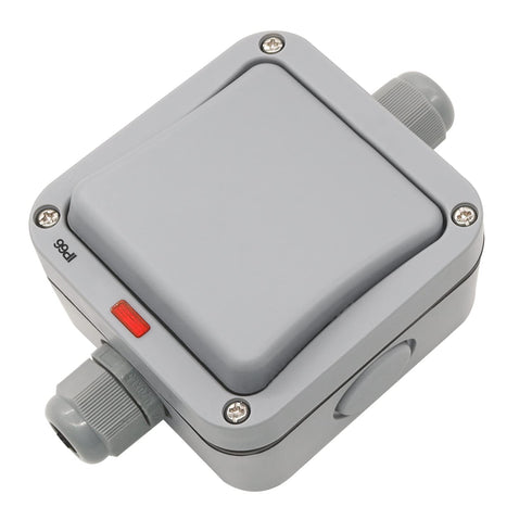 Taiss Outdoor Switch IP66 Waterproof Switch with Red LED indicator,1-Gang 2-Way SPDT Light Switch,10A 220V-250V Outdoor Garden Electrical Switch...