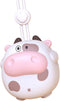 Cartoon Hanging Neck Fan, Portable Battery Powered Mini Personal Necklace Fan with Adjustable Lanyard USB Rechargeable Hands Liberating(cow white)...