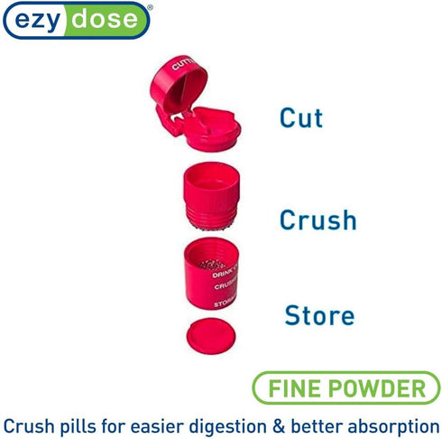 EZY DOSE 3 Compartment Pill Crusher, Cutter and Grinder, Daily Usage, Safely Cut Pills, Vitamins, Tablets, Accurate and Easy Cutting, Stainless St...