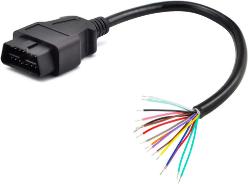 iKKEGOL OBD OBDII J1962 Male Connector to Open Plug Wire, OBD Diagnostic Extension Cable OBD2 Pigtail, DIY Mobley USB Adapter (30cm/12'')...