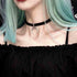 Punk Moon Leather Choker Necklace Black Leather Cord Necklace Silver Moon Pendant Necklace Gothic Velvet Collar Necklace Chain Jewelry for Women a...
