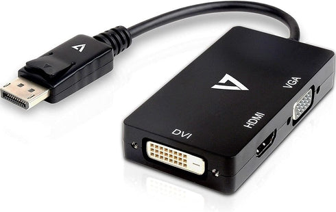 V7 DisplayPort Adapter (m) to VGA, HDMI or DVI (f) - Black - V7DP-VGADVIHDMI-1N...