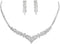 Unicra Silver Bride Necklace Earrings Set Bridal Wedding Jewelry Sets Party Rhinestone Costume Jewelry Set Crystal Choker Necklace for Women and B...