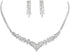 Unicra Silver Bride Necklace Earrings Set Bridal Wedding Jewelry Sets Party Rhinestone Costume Jewelry Set Crystal Choker Necklace for Women and B...