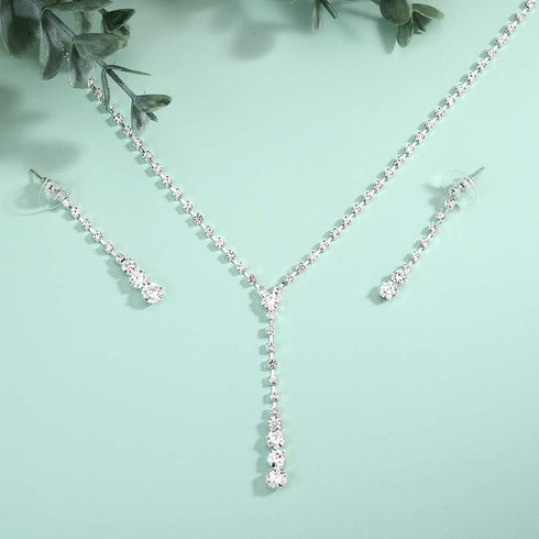 JAKAWIN Bride Silver Bridal Necklace Earrings Set Crystal Wedding Jewelry Set Rhinestone Choker Necklace for Women (Set of 3) (NK143-3)...
