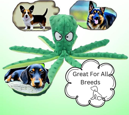 Dog Squeaky Toys Octopus - No Stuffing Crinkle Plush Dog Toys for Puppy Teething, Durable Interactive Chew Toys for Small, Medium and Large Dogs, ...