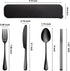 Travel Utensils, 18/8 Stainless Steel 4pcs Cutlery Set Portable Camp Reusable Flatware Silverware, Include Fork Spoon Chopsticks with Case (black)...