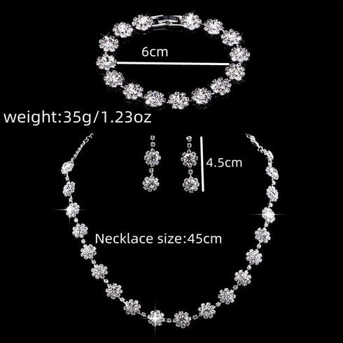 COLORFUL BLING Elegant Luxury Crystal Rhinestone Necklace Earrings Bracelet Jewelry Set Wedding Bridal for Women Wedding Prom...