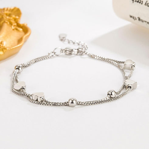 925 Sterling Silver Bracelets for Women Teens, Love Heart Charm Chain Bracelet Bangle Fashion Jewelry Gifts...