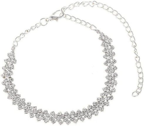 Pingyongchang Heart Rhinestone Ankle Bracelets for Women, Adjustable Silver Shiny Tennis Anklets,Stretch Love Twinkle Cubic Zircon Diamond Anklet ...