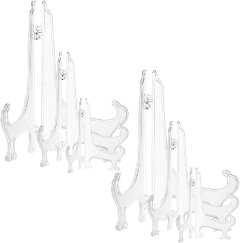 Plastic Easels 4/6/8 Inches Acrylic Plate Stand Multiple Sizes Easel Stands Clear Display Stand Decorative Plate Holders for Picture, Photo, Frame...