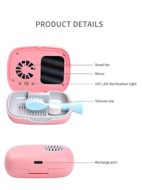 Rechargeable Mini UV Toothbrush Sterilizer Cover with Fan and USB Cord for Travel or Home, Long Battery Life and Improved Case Ventilation (Blue)...