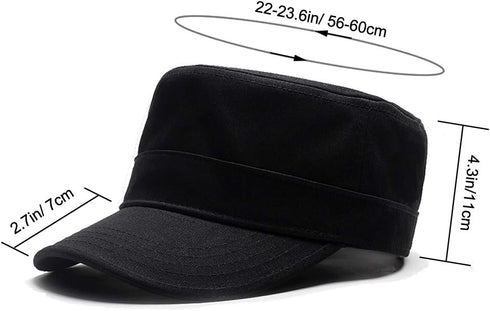 Adjustable Unisex Flat Top Twill Classical Baseball Cap Military Hat 22-23.6 in Cadet Cap...