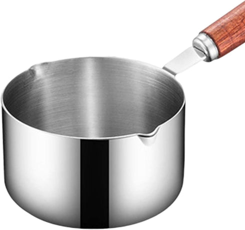 Stainless Steel Sauce pan, Mini Milk Warmer Pot Soup Pan with Wooden Handle Small Saucepan for Butter Warmer Heating Milk Cooking Sauce (80ml)...
