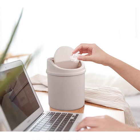 Plastic Tiny Waste Bin, Desktop Mini Trash Can with Swing Lid, Pink...