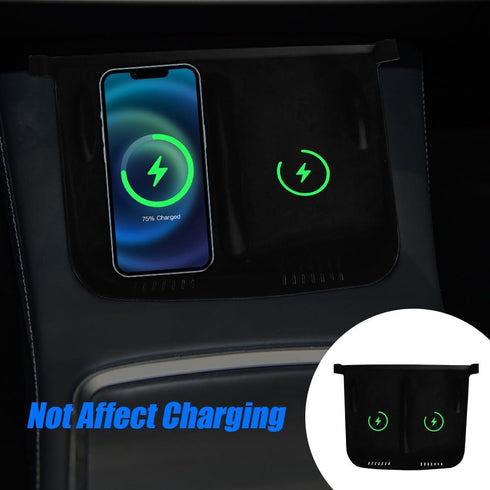 Center Console Wireless Charger Anti-Slip Silicone Mat, Waterproof Phone Pad for Wireless Charging, Car Interior Accessories Universal for Model 3...