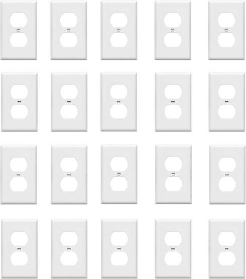 Duplex Wall Plates, Electric Receptacle Outlet Cover with Screws, 1-Gang Standard Size 2.76"W x 4.5"H, Glossy White (20 Pack)...