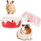 2 Pcs Hamster Ceramic Bowl, Small Animals Anti-Turning Food Water Bowl for Rabbit Hamster Guinea Pig Hedgehog Squirrel (Pink and Red)...
