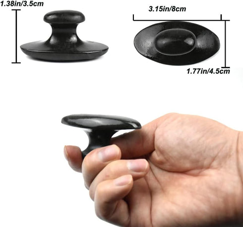 2 Pcs Long Mushroom Shaped Massage Stones Natural Bian Stone Hot Rock for Spa Massage Black...