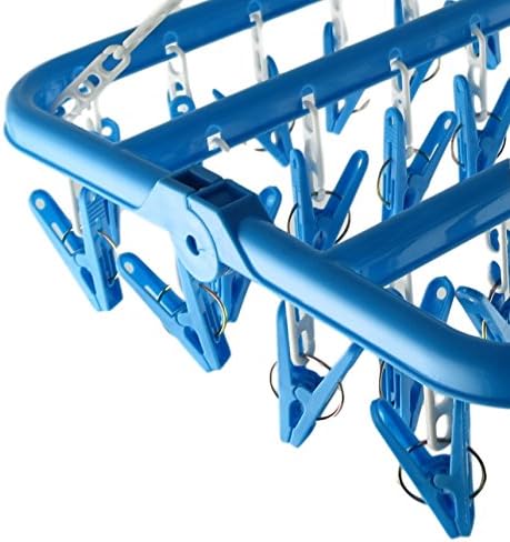 Clip and Drip Hanger Clothes Hanger Drying Rack 32 Clips (Blue)...