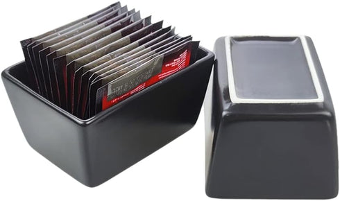 Sizikato Matte Black Porcelain Sugar Packet Holder Tea Bag Bowl, 5 Oz...