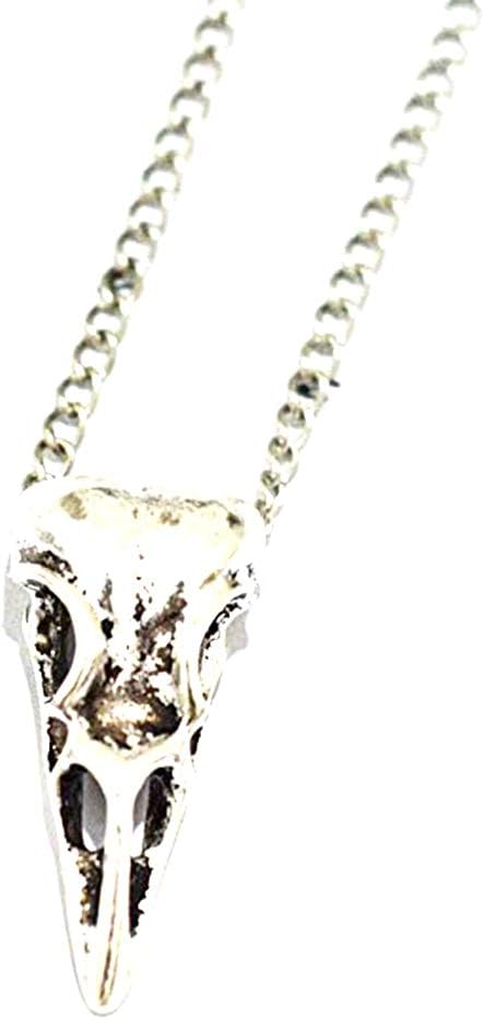 Bird Skull Necklace - Silver Bird Skull Necklace Crow Skull Pendant Real Raven Skull Charm Jewelry Gothic Silver Bird Necklace Charm...