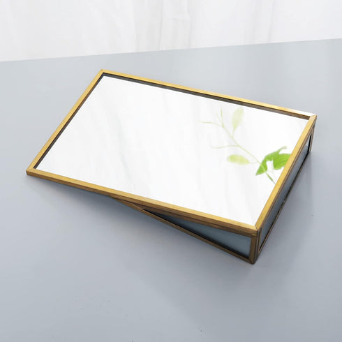 LONGSHENG - SINCE 2001 - Gold Vanity Makeup Mirror Table Desk Countertop Mirror Bathroom Shaving Make Up Mirror Home Decor-Rectangle...
