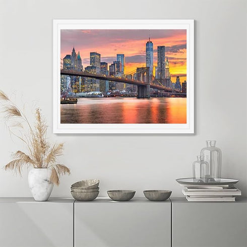 UPABLUNSO Diamond Painting Adult Painting Kits New York USA Skyline The East River at Dusk Home Bedroom Living Room Art Wall Decoration 12"x16"...