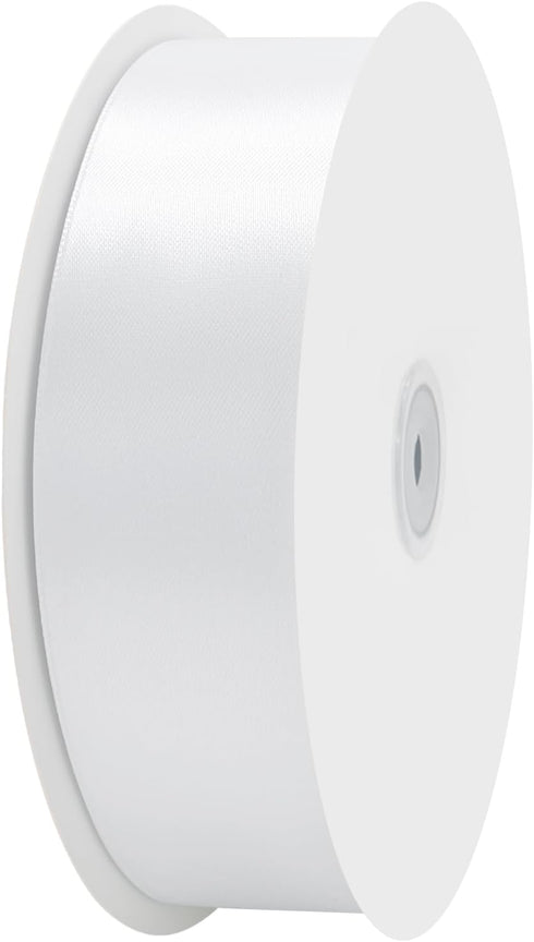 Maclemon 1-1/2 inch Wide 100 Yards Double Face White Satin Ribbon White Fabric Ribbon for Gift Wrapping Very Suitable for Weddings Decoration Bouq...