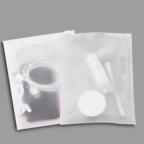 8x10 Inch Frosted Zipper Poly Bags for Clothing, 50Pcs Plastic Packaging Bags for Small Businesses orTravel Storage, Clear Apparel Bag for Hoodies...