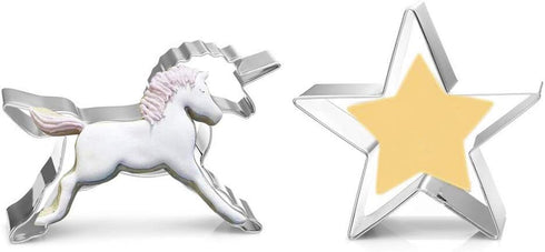 3-Piece Unicorn Cookie Cutter Set, Stainless Steel Unicorn, Rainbow & Head Shapes, Dishwasher Safe...