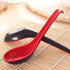 2 Pack - Red and Black 6.5-inch Asian Soup Spoon with Hook– Fuji Chinese Japanese Korean Style Spoon, Perfect for Melamine Won Ton Rice Pho Soba &...