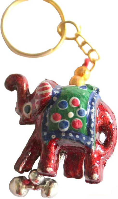 Exquisite Hand Painted Elephant Keychains - Set of 10 Pieces: Vibrant Multicolor Indian Artistry, Handmade by Skilled Artisans...
