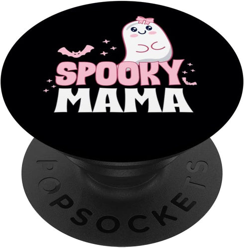 Spooky Mama Family Cute Pink White Ghost Boo Halloween PopSockets Swappable PopGrip...