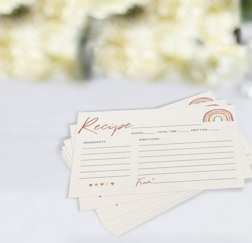 Printed Party Recipe Cards, Rainbow Boho Theme, Set of 50...