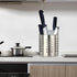Stainless Steel Utensil Holder Kitchen Holder Restaurant Cooking Utensil Holder for Forks Spatula, 5.3'' x 5.1" Round Utensil Organizer...
