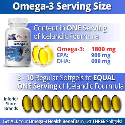 Icelandic Fourmula Quadruple Strength Omega-3 Fish Oil 3000mg High DHA & EPA 90 Softgels...