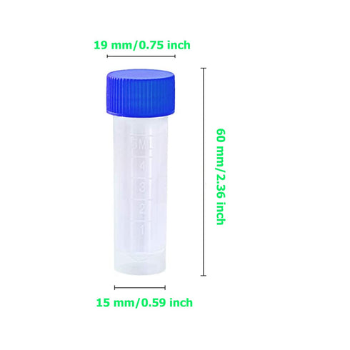 50 Pack 5ml Cryo Tubes?Plastic Graduated Vial Tube with Screw Caps,Small Test Sample Bottles Tubes Container with Lid?PP Material ?with Silica Gel...