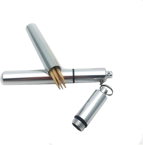 Silver Metal Portable Toothpick Holder Pocket Toothpick Holder Aluminum Waterproof Case Toothpick Container for Outdoor,Kitchen Accessories,86 * 1...