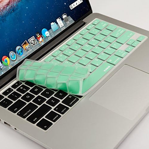 XSKN Hebrew Israel Language Mint Green Color Silicone Keyboard Skin Cover for 2015 and Ealier Released MacBook Air 13, Pro 13 15 17 inch, US Layou...