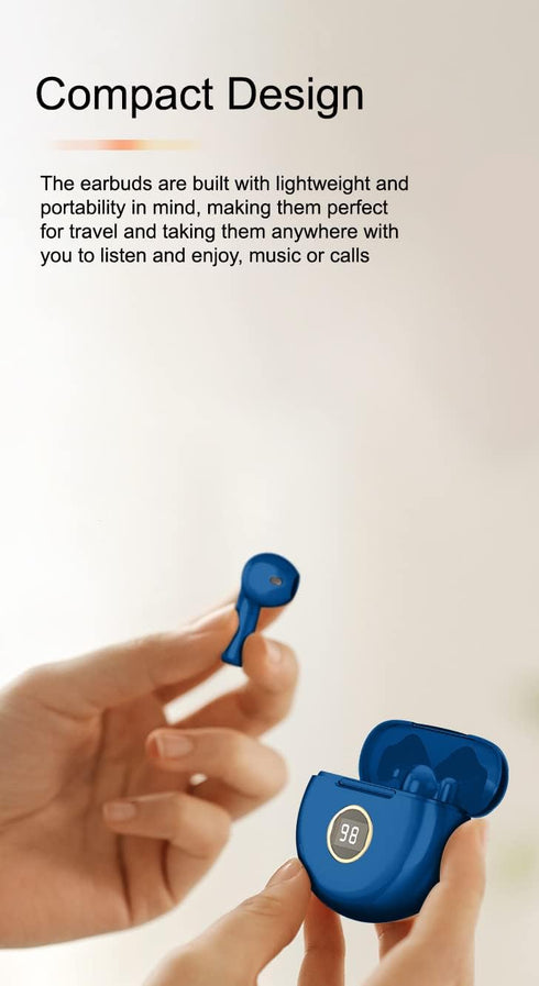 Acuvar in-Ear Wireless Bluetooth 5.1 Headphones, Earbuds IPX7 Waterproof with Microphone Rechargeable USB C Case with Round LCD Display for Smartp...