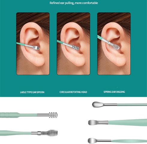 3 Set Ear Pick Cleaning Kit for Ear 6Pcs/Set Stainless Steel Earwax Removal Kit with PU Leather Storage Bag Ear Cleaning Tool for Women and Men...