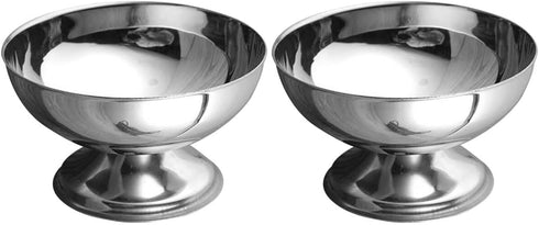 DOITOOL 2PCS Stainless Steel Ice Cream Bowls Set, Dessert Cups with Footed for Dessert, Sundae, Ice Cream, Fruit, Salad, Snack, Cocktail, Condimen...