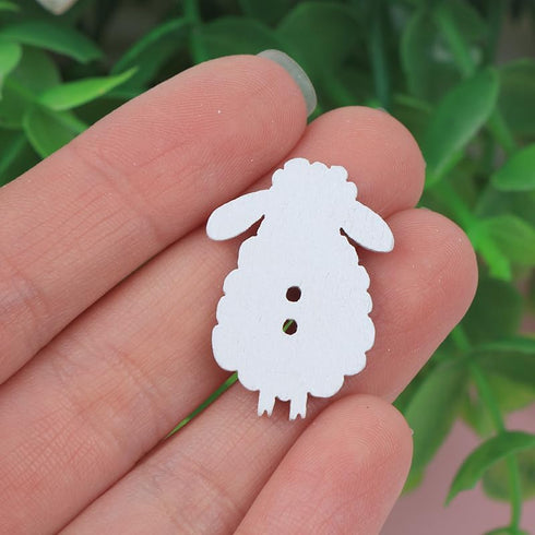 100Pcs Cute Sheep Shape Wooden Buttons in Bulk for DIY Crafts Sewing Knitting Card Making Mix Color...