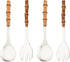 Serving Spoon and Fork Set, 304 Stainless Steel Serving Utensils with Natural Bamboo Handle, 10" Long Handle Serving Set for Kitchen Party Buffet,...