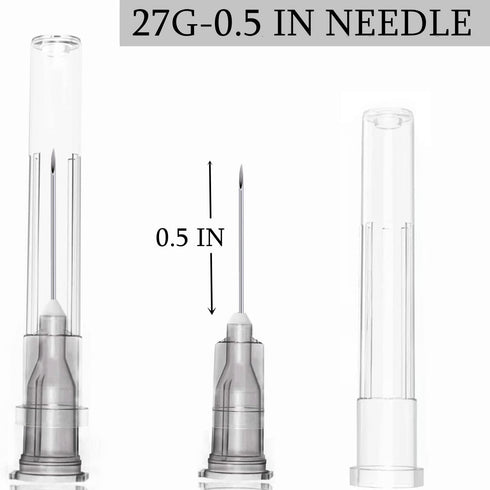 100 Pack 27Ga 1/2 Inch Stainless Steel Dispensing Lab Tools Accessories for Scientific Labs, Measuring and Refilling, Individually Wrapped...