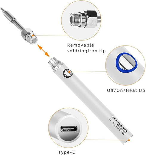 Portable Cordless Soldering Iron Kit - Rechargeable Electric Soldering Gun for Home Appliance Repair - USB Powered...
