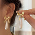 12 Pairs Crystal Rhinestone Pearl Kate Spade bow stud earrings for women Statement Ribbon Fringe Waterfall Dangling Long Chain Bow Dangle Drop Tas...
