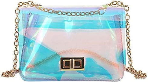 Mini Iridescent Purse for Prom Party Holographic Purses Shoulder Bag Handbags for Women...