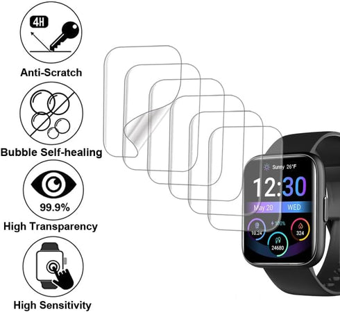 Compatible with OYV TGW101 1.83”, Soft Smart Watch Screen Protector, TPU, 6-pack, Full Coverage, Bubble Self-healing...